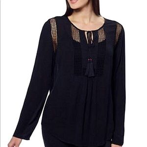 Joseph A. Tops - Black Boho Top w/Crochet Detail Joseph A. Tops - Black Boho Top w/Crochet Detail